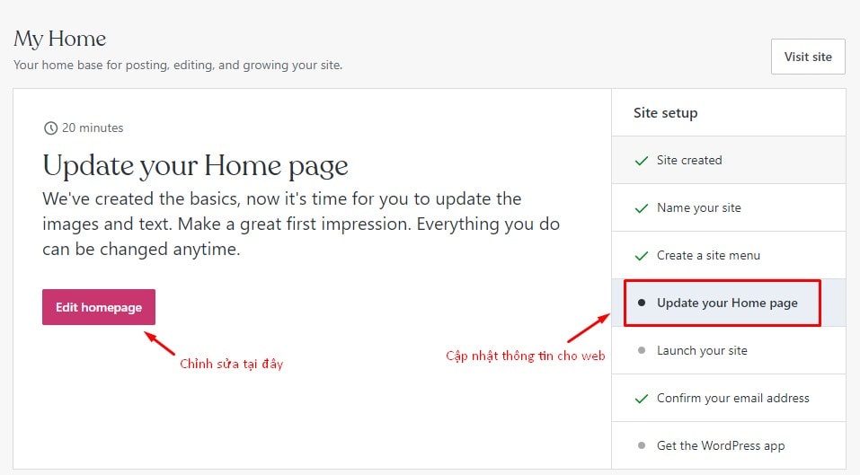Cập nhật thông tin cho web
